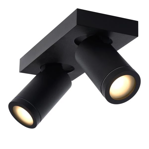 Lucide TAYLOR - Foco de techo Baño - LED Dim to warm - GU10 - 2x5W 2200K/3000K - IP44 - Negro - detalle 3